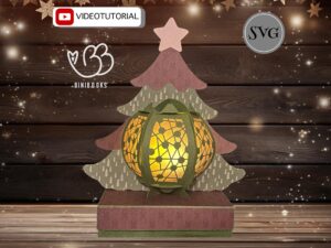 Geschenkbox mit Laterne Weihnachtsbaum SVG Datei, Plotterdatei, SVG  Schneidedatei Lampe 3D Laterne, mit Videoanleitung